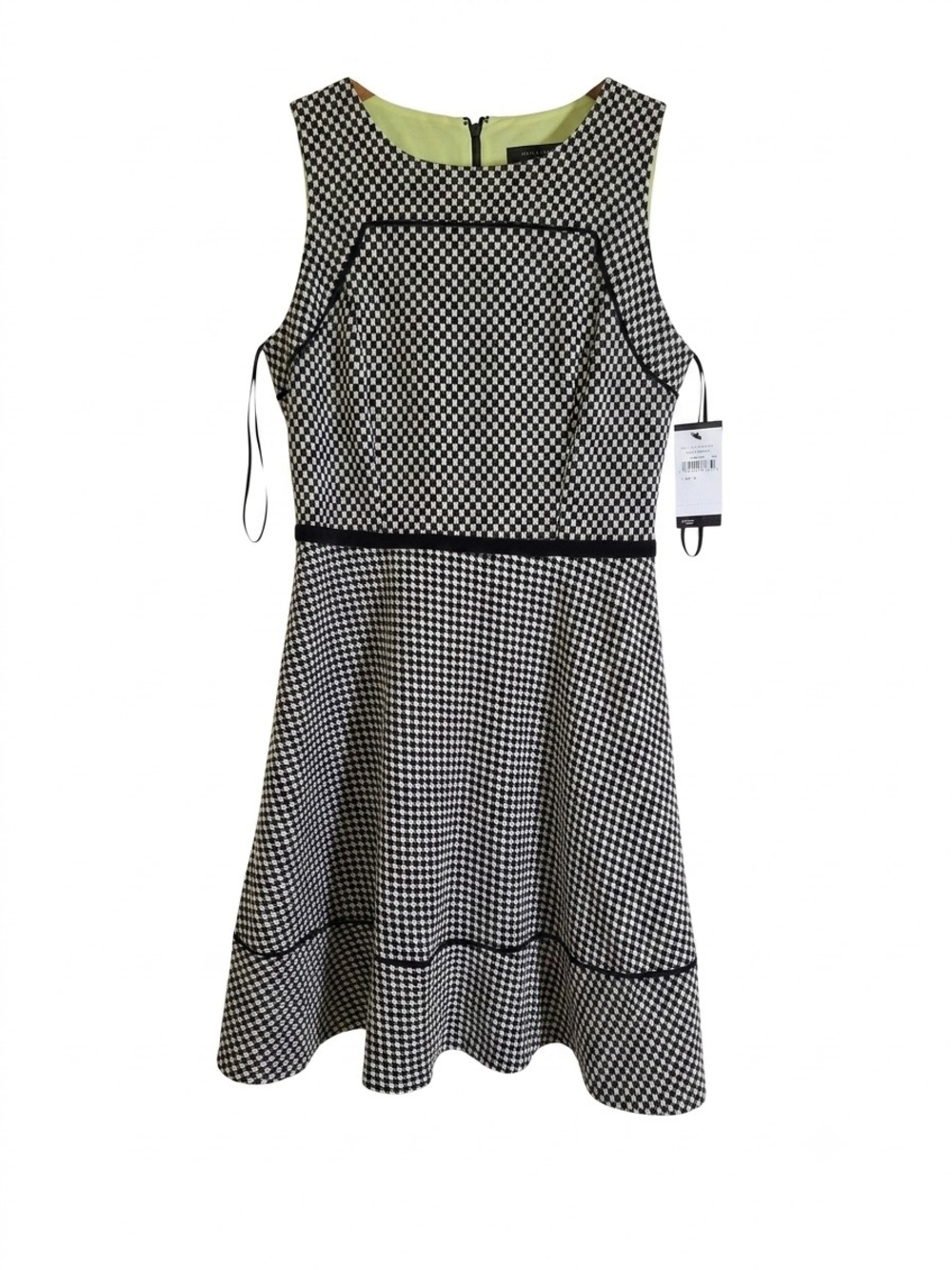 NWT Oleg Cassini Black White Sleeveless Fit Flare Mini Dress Size 8